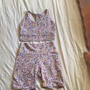 Skatie Floral Sports Bra and Shorts Set